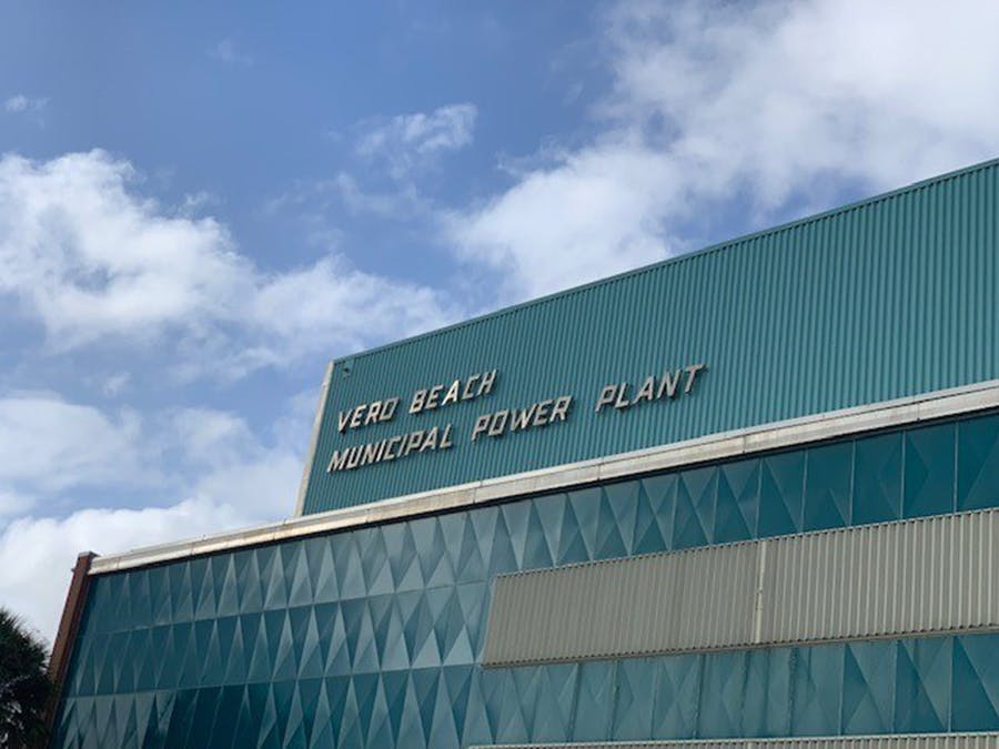 Old power plant wall with Vero Beach Municipal Power Plant written on wall